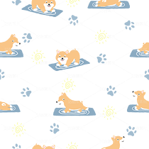 柴犬做瑜伽炭笔手绘风PS分层四方连续图案（导航-10087636） - 未分类 - 站酷设计师暴走的团子原创素材 - 站酷ZCOOL