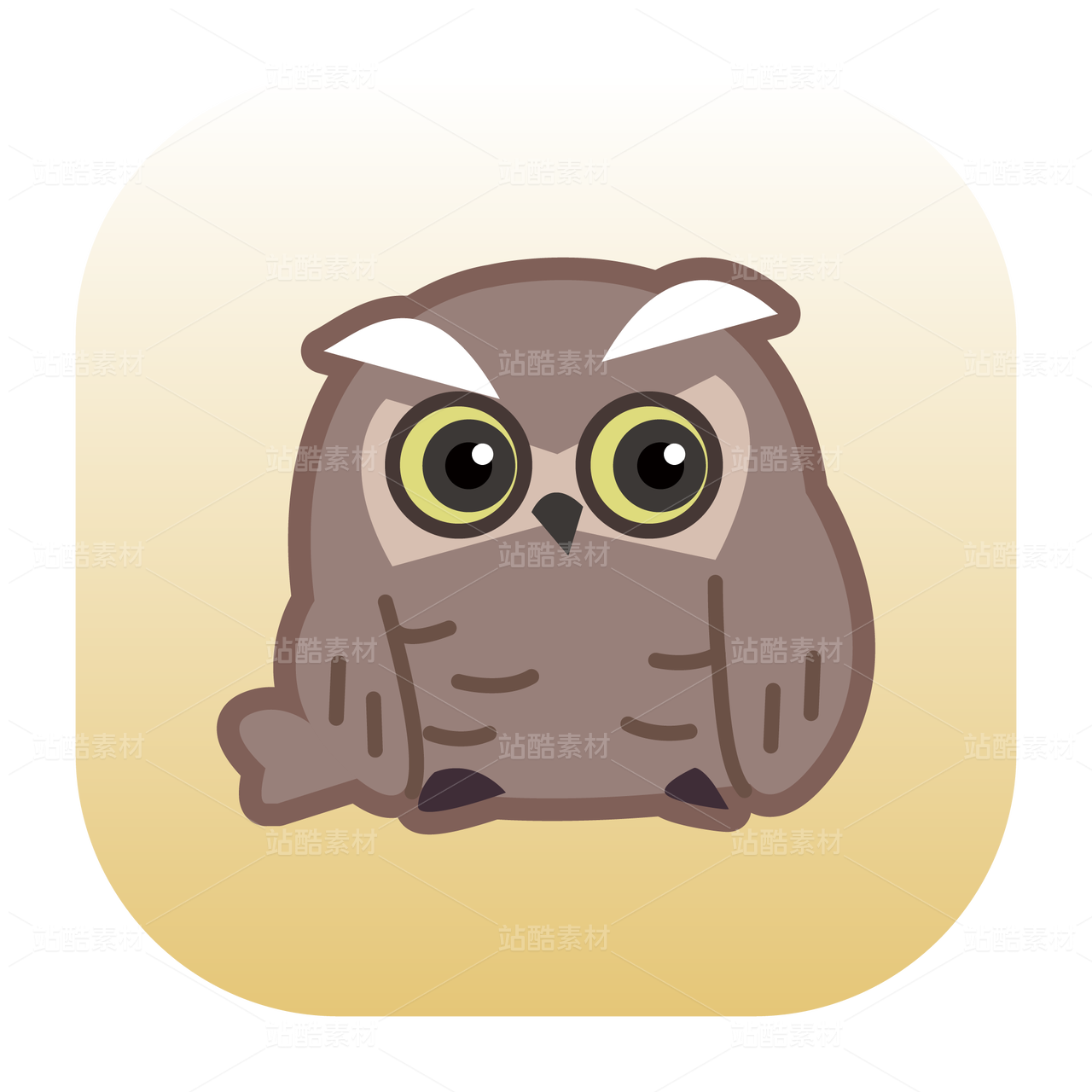 AI透明底猫头鹰图标logo图案小清新风格可爱卡通动漫风