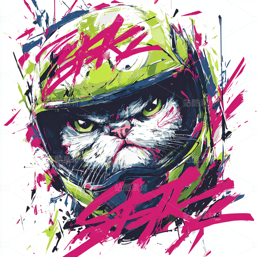 潮酷角色插画 · 赛博墨镜猫