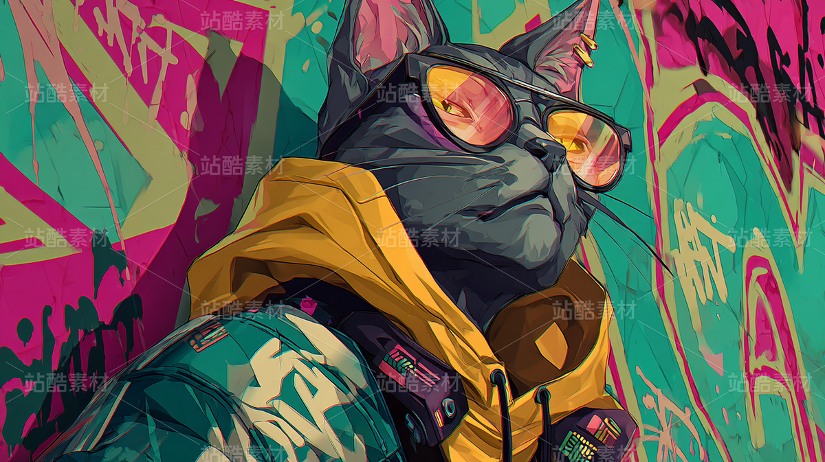 潮酷角色插画 · 赛博墨镜猫(主预览-10222484) - 未分类 - 站酷设计师edbGbFhl2a原创素材 - 站酷ZCOOL