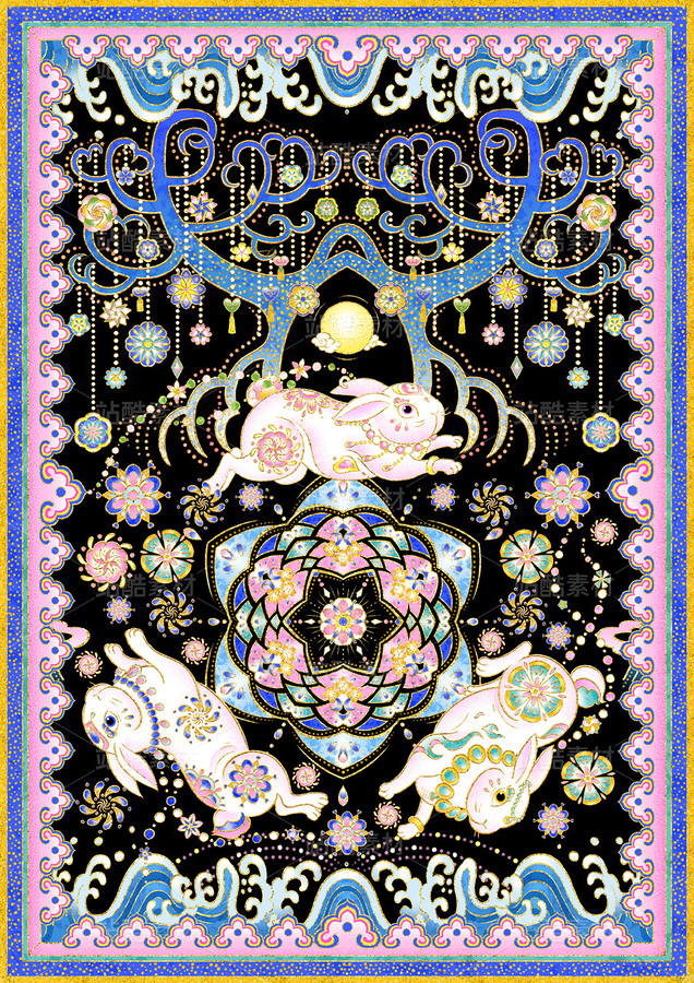 中式玉兔祥瑞圖案設計（主預覽-10326347） - 未分類 - 站酷設計師SYF朝生原創(chuàng)素材 - 站酷ZCOOL