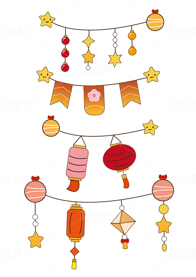 創(chuàng)意節(jié)日喜慶 掛件 彩燈 燈籠裝飾線條png免扣透明素材（主預(yù)覽-10534374） - 未分類 - 站酷設(shè)計(jì)師愛畫小元素的貓?jiān)瓌?chuàng)素材 - 站酷ZCOOL