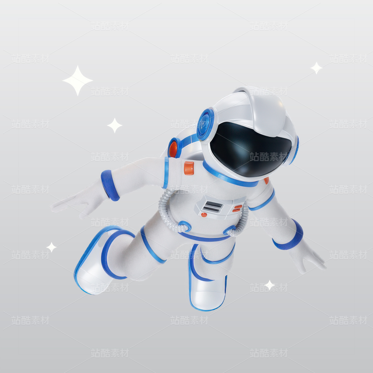 宇航员飞行在空间3D图标blend模型图标素材