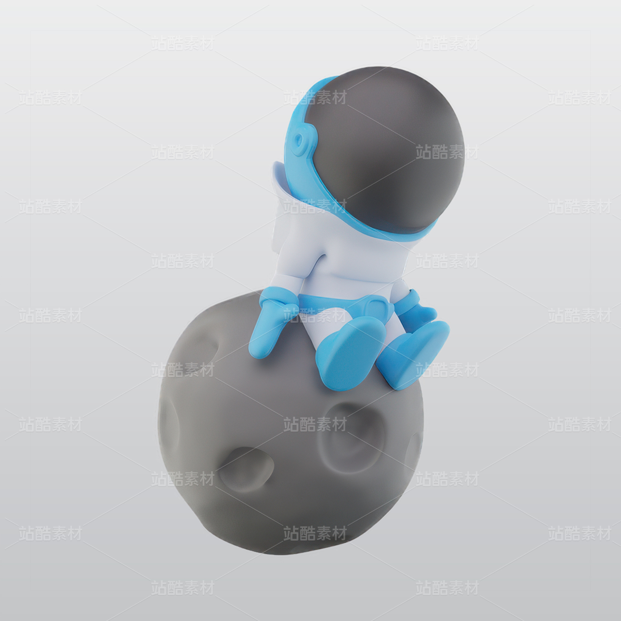 宇航员与月球3D图标blend模型图标海报素材