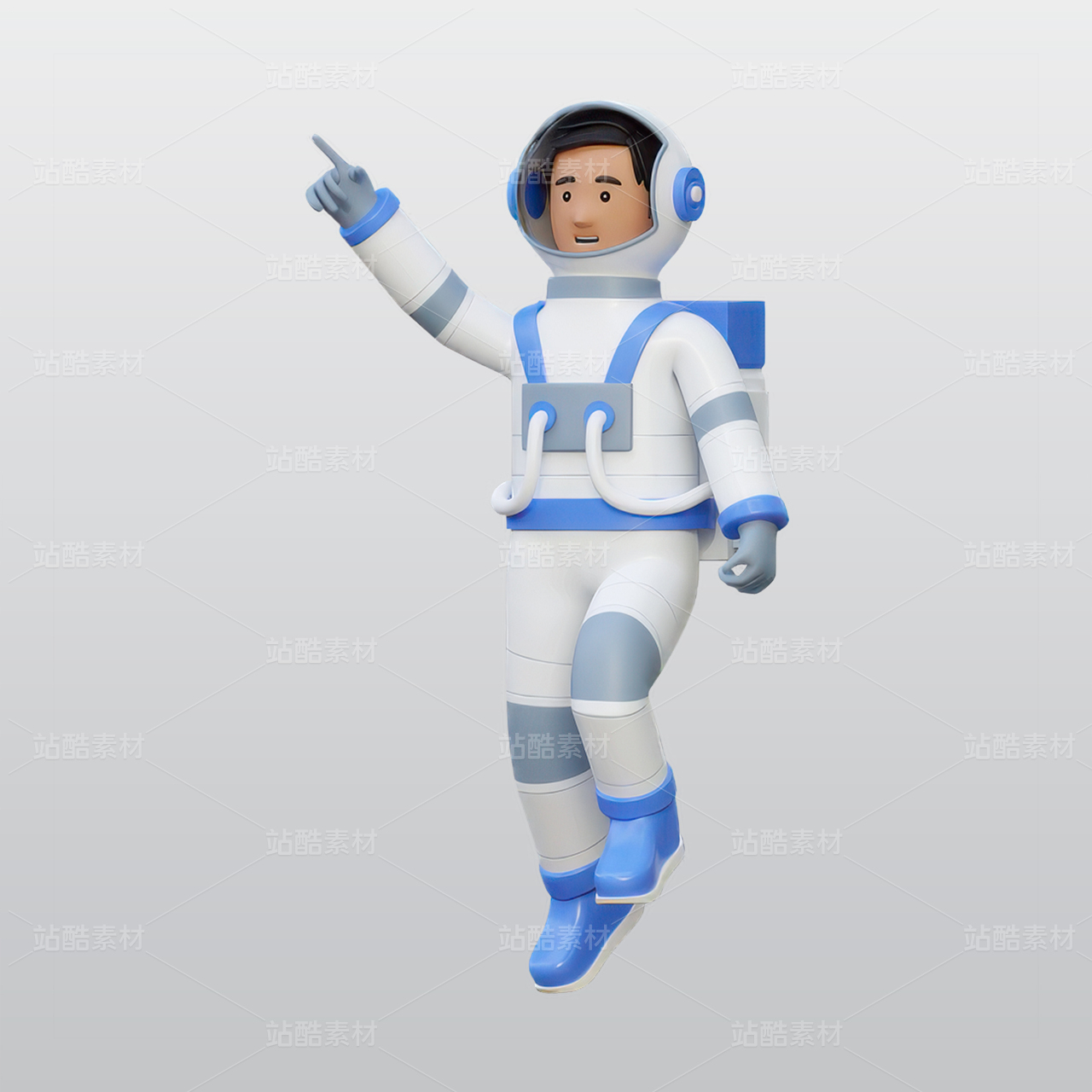 宇航员在太空中飞行3D插图blend模型图标