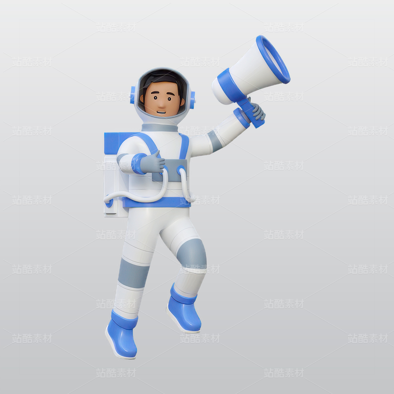 宇航员手持扩音器3D插图blend模型图标素材