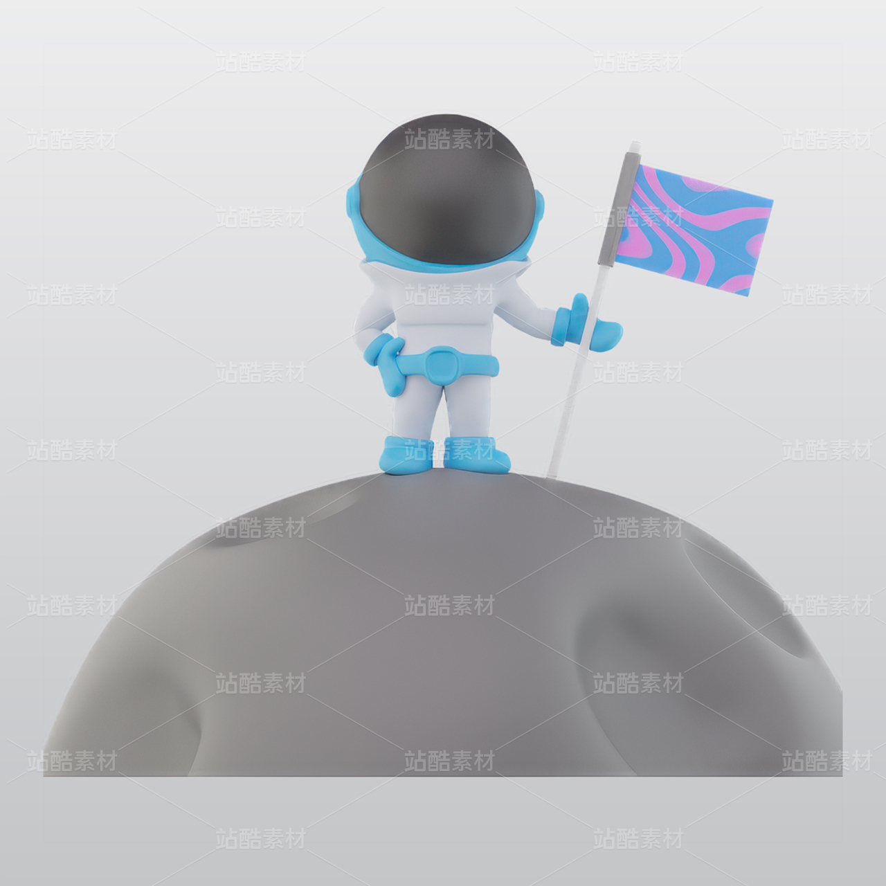 宇航员与月球3D图标blend模型图标海报素材