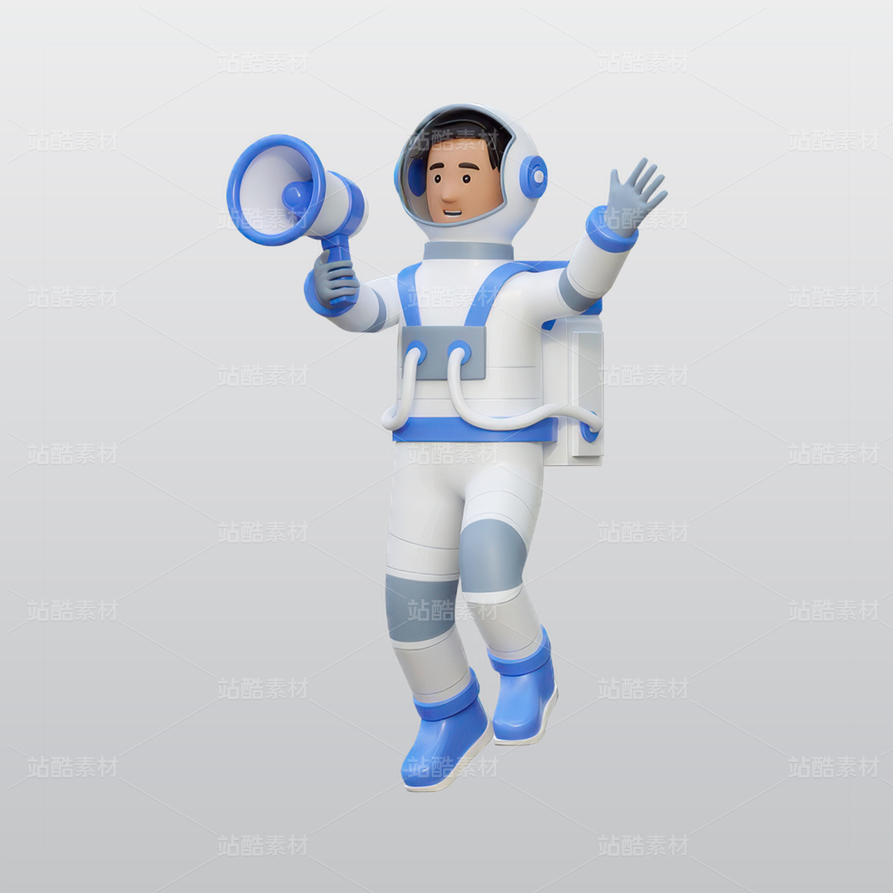 宇航员手持扩音器3D插图blend模型图标素材