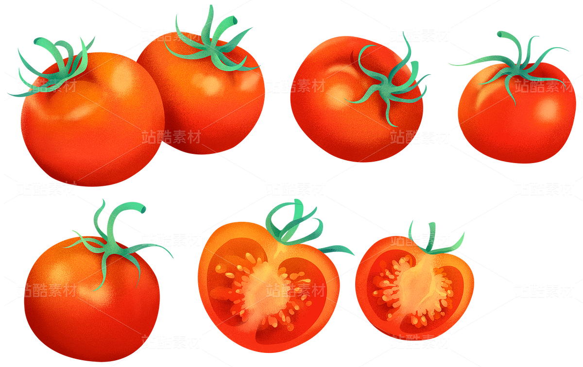 新鲜的番茄番茄汁藤叶噪点颗粒包装插画（主预览-10571268） - 未分类 - 站酷设计师東晨原创素材 - 站酷ZCOOL