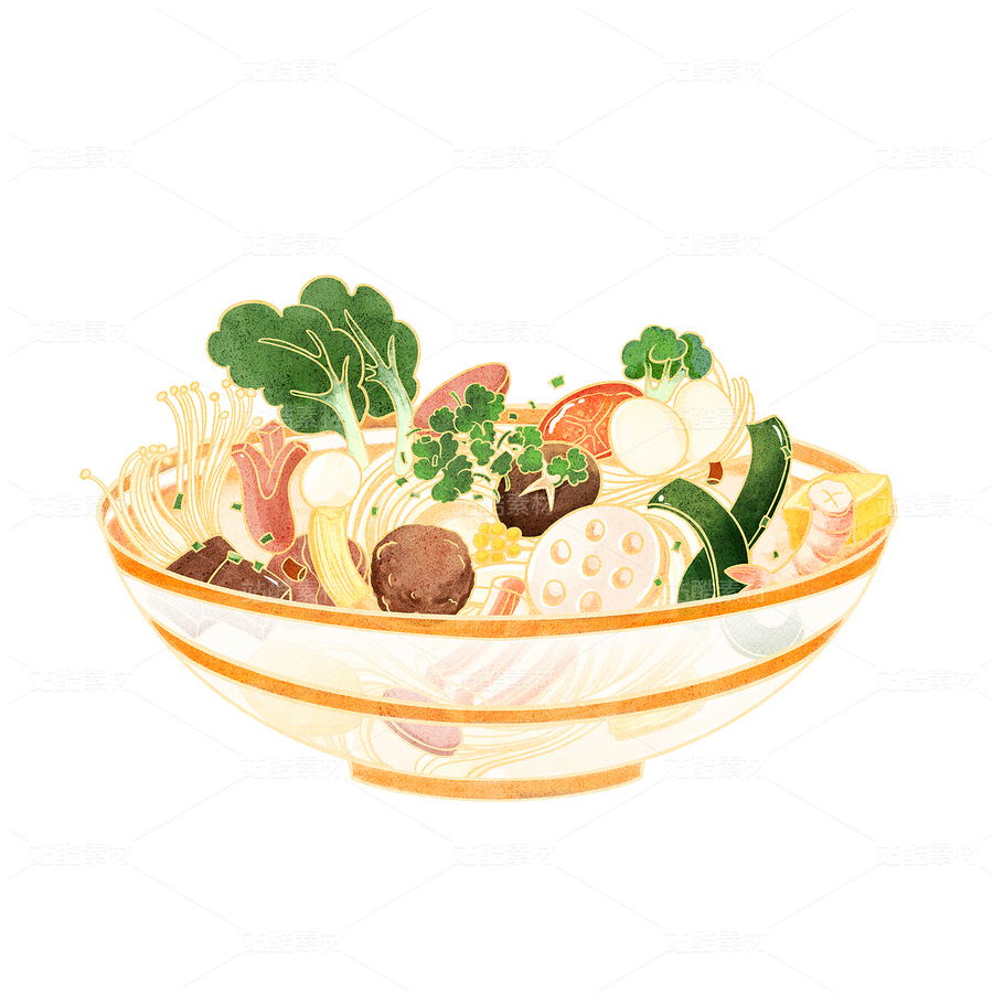 麻辣燙丸子藕片金針菇青菜燉菜米粉描邊插畫（主預(yù)覽-10588161） - 未分類 - 站酷設(shè)計(jì)師東晨原創(chuàng)素材 - 站酷ZCOOL