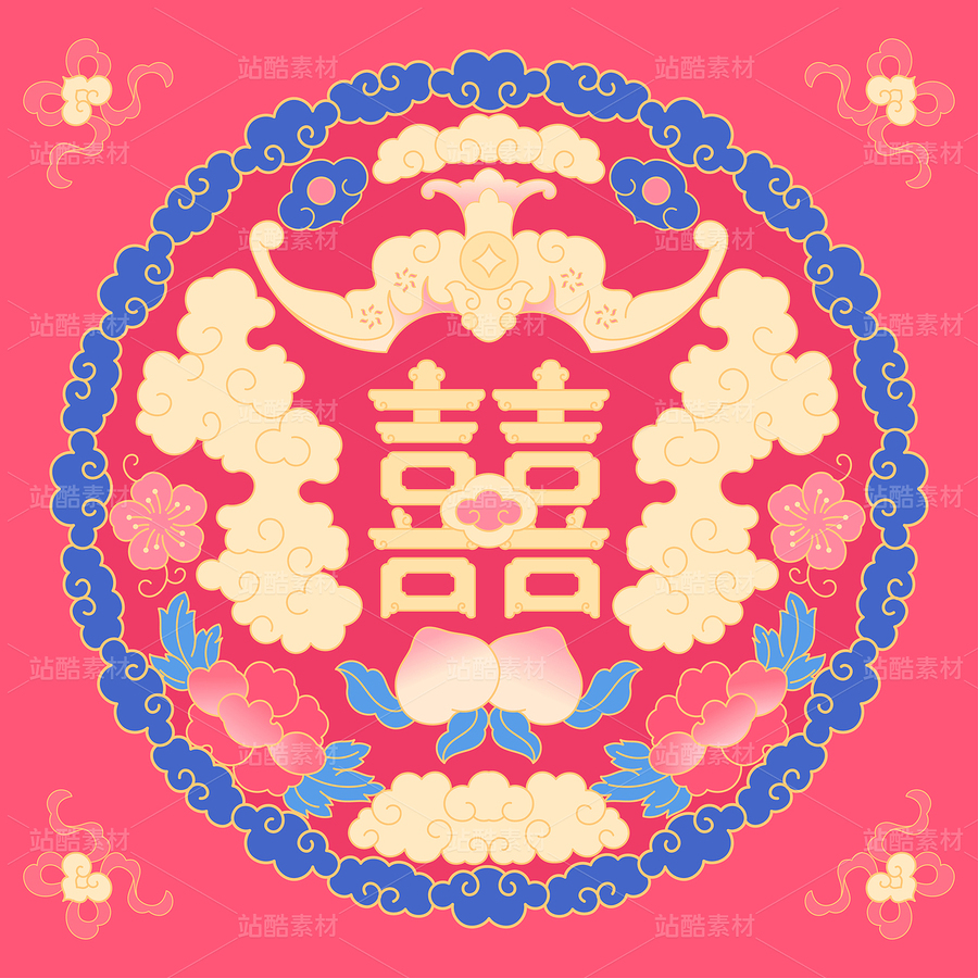 双喜蝴蝶锦鲤莲花桃牡丹蝙蝠铜钱吉祥如意福国潮插画（主预览-10680044） - 未分类 - 站酷设计师東晨原创素材 - 站酷ZCOOL