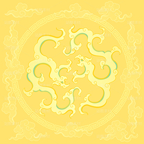 两条夔龙祥云富贵中国纹样国潮插画（导航-10680260） - 未分类 - 站酷设计师東晨原创素材 - 站酷ZCOOL