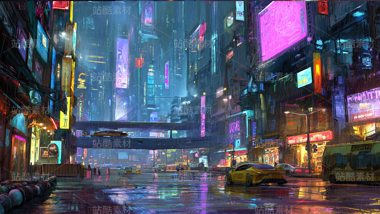 赛博朋克 × 雨夜霓虹的视觉碰撞