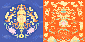 灯笼铜钱莲花祥云富贵福寿吉祥纹样国潮插画（导航-10680632） - 未分类 - 站酷设计师東晨原创素材 - 站酷ZCOOL