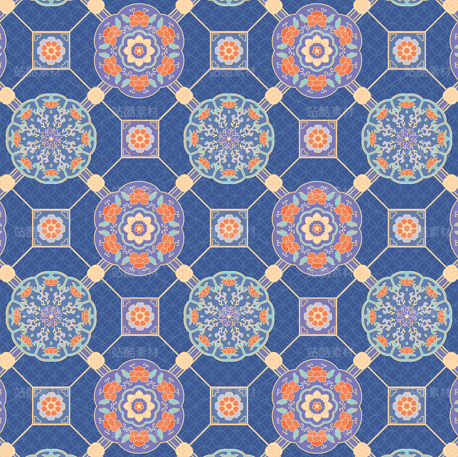 牡丹團(tuán)花如意中國天華錦傳統(tǒng)紋樣插畫（主預(yù)覽-10681961） - 未分類 - 站酷設(shè)計(jì)師東晨原創(chuàng)素材 - 站酷ZCOOL