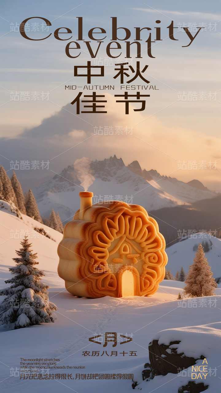 创意摄影中秋海报模版 2