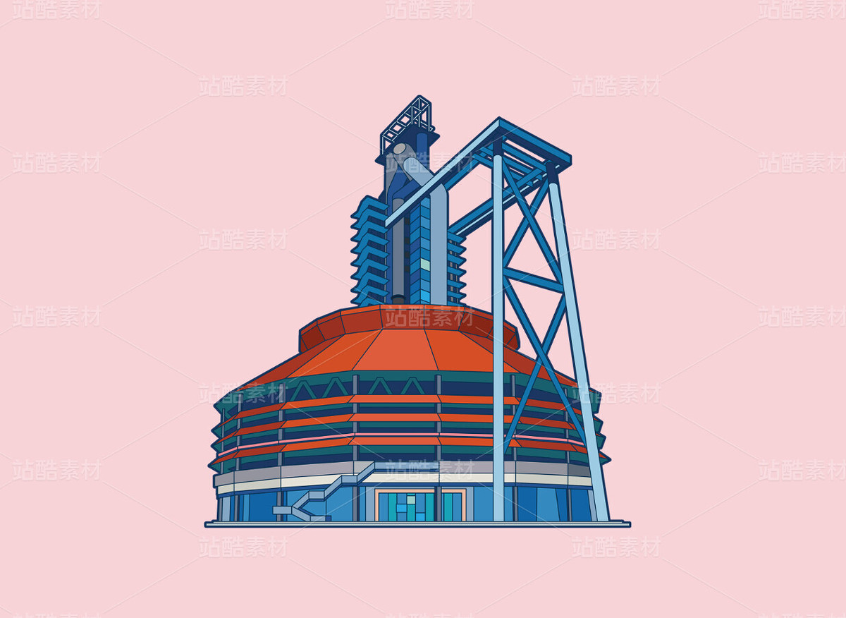 首鋼園高爐插畫北京地標建筑服貿會會址PNG免摳高清圖（主預覽-11012617） - 未分類 - 站酷設計師農藥很濃原創(chuàng)素材 - 站酷ZCOOL