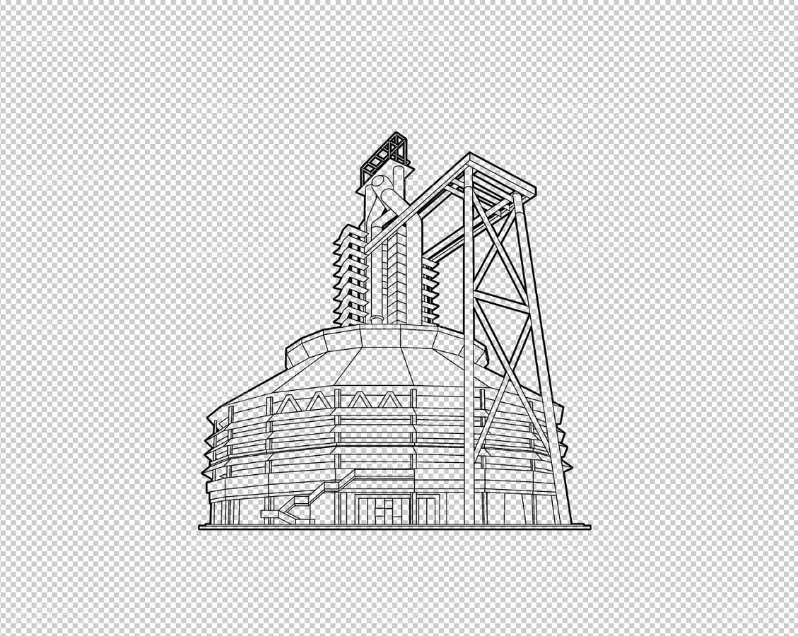首鋼園高爐線稿插畫北京地標(biāo)建筑服貿(mào)會會址PNG透底圖（主預(yù)覽-11013752） - 未分類 - 站酷設(shè)計師農(nóng)藥很濃原創(chuàng)素材 - 站酷ZCOOL