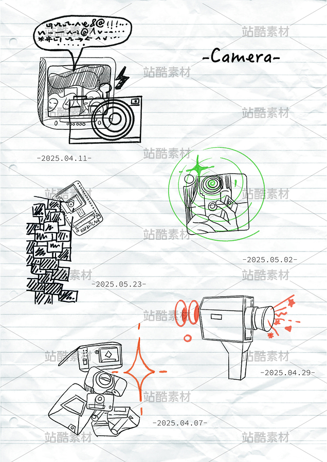 電子和照相機線稿插畫圖案（主預(yù)覽-11228357） - 未分類 - 站酷設(shè)計師JETentong原創(chuàng)素材 - 站酷ZCOOL