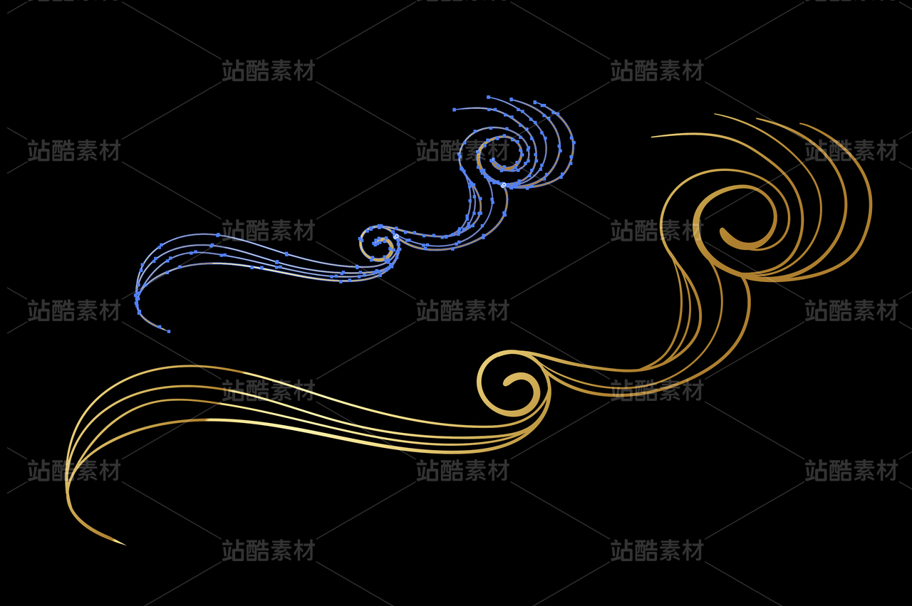 金丝祥云图案素材|东方雅韵广告设计元素
