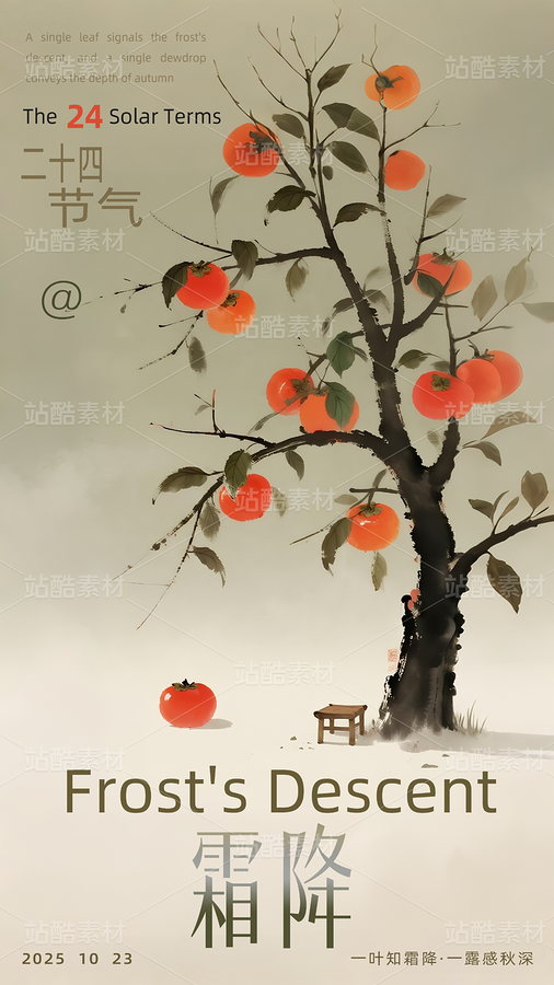 新中式禅意霜降节气海报模版（主预览-11460052） - 未分类 - 站酷设计师站酷素材原创素材 - 站酷ZCOOL