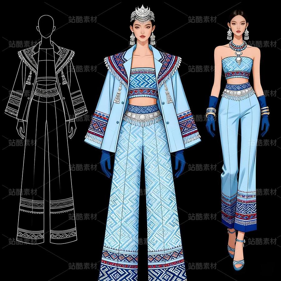 非遺壯錦破圈！山水藍染驚艷巴黎高定周（主預覽-11477617） - 未分類 - 站酷設計師欲陽城原創(chuàng)素材 - 站酷ZCOOL