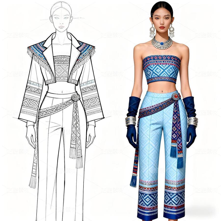 非遺壯錦破圈！山水藍染驚艷巴黎高定周（主預覽-11477620） - 未分類 - 站酷設計師欲陽城原創(chuàng)素材 - 站酷ZCOOL