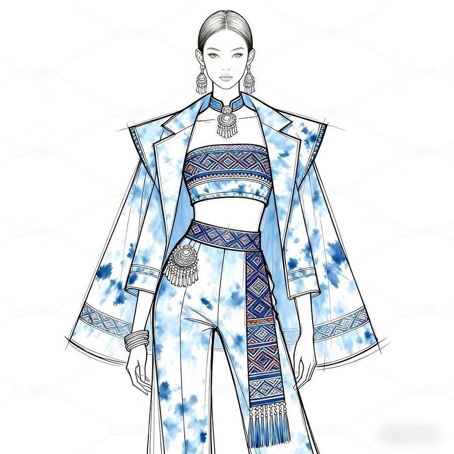 淺藍扎染織月光，壯錦紋啟未來場（主預覽-11511035） - 未分類 - 站酷設計師欲陽城原創(chuàng)素材 - 站酷ZCOOL