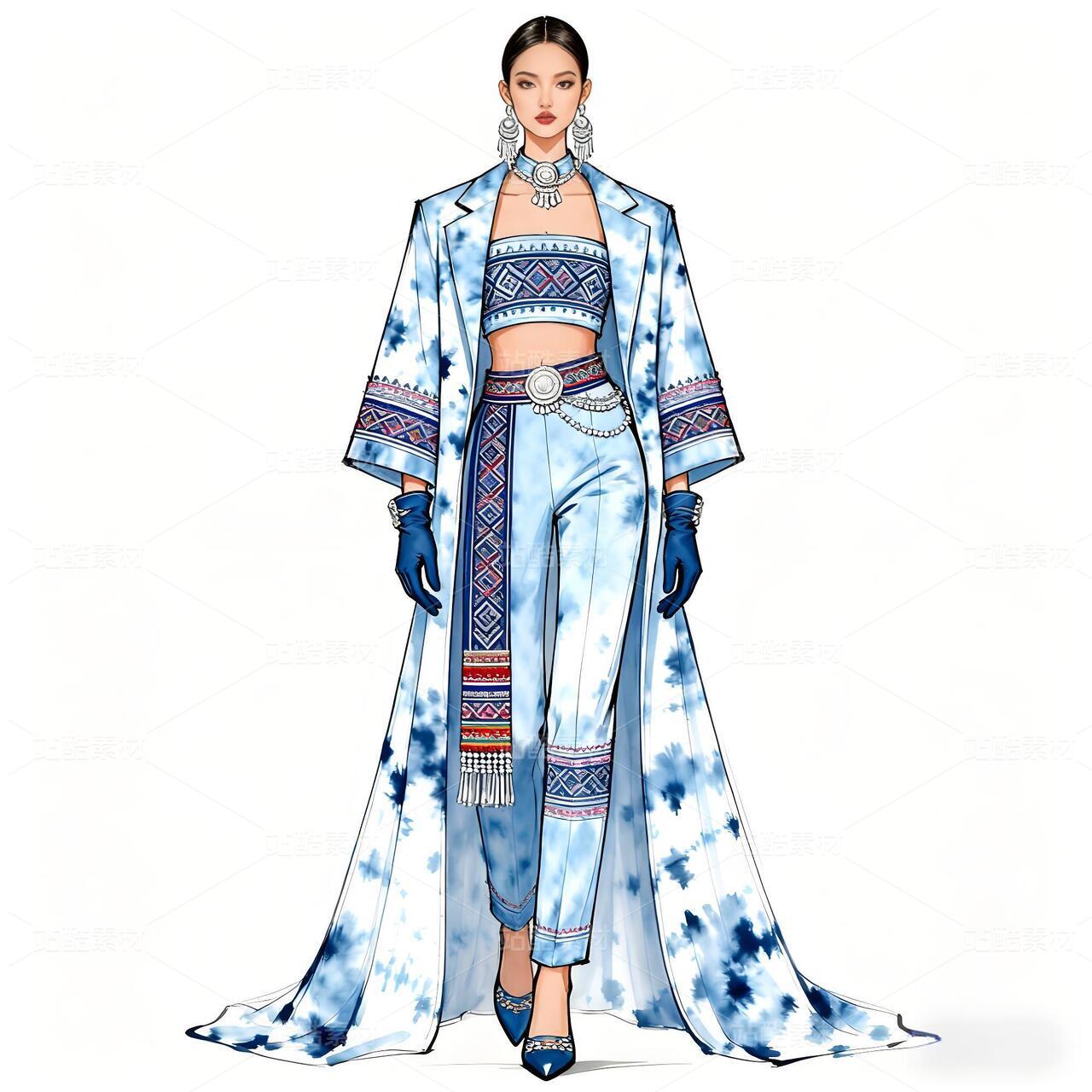 山水织梦！浅蓝扎染壮锦高定颠覆时尚界