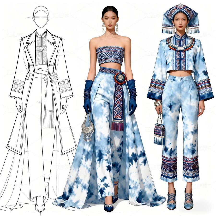 山水織夢！淺藍扎染壯錦高定顛覆時尚界（主預覽-11511432） - 未分類 - 站酷設計師欲陽城原創(chuàng)素材 - 站酷ZCOOL