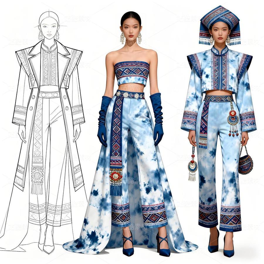 山水織夢！淺藍扎染壯錦高定顛覆時尚界（主預覽-11511434） - 未分類 - 站酷設計師欲陽城原創(chuàng)素材 - 站酷ZCOOL