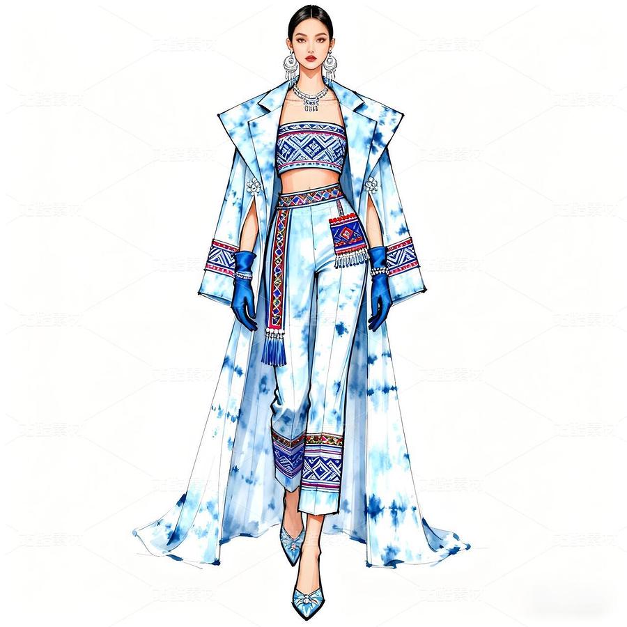 山水织梦！浅蓝扎染壮锦高定颠覆时尚界（主预览-11511430） - 未分类 - 站酷设计师欲阳城原创素材 - 站酷ZCOOL
