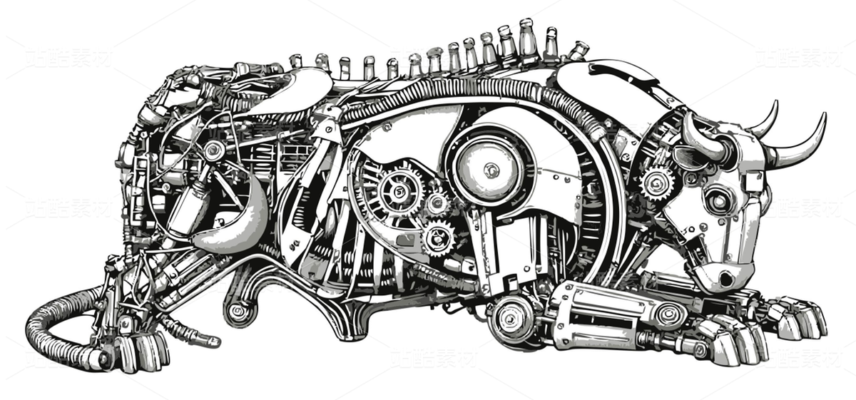 蒸汽朋克風(fēng)格的機械公牛矢量圖（主預(yù)覽-11541635） - 未分類 - 站酷設(shè)計師曼達洛純粹的藍(lán)原創(chuàng)素材 - 站酷ZCOOL