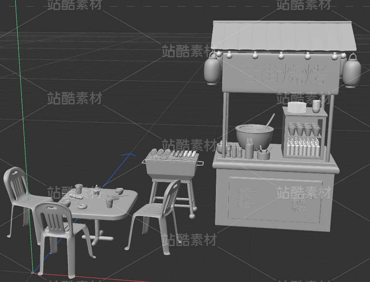 3D建模烧烤摊（主预览-11558575） - 未分类 - 站酷设计师归零1111原创素材 - 站酷ZCOOL