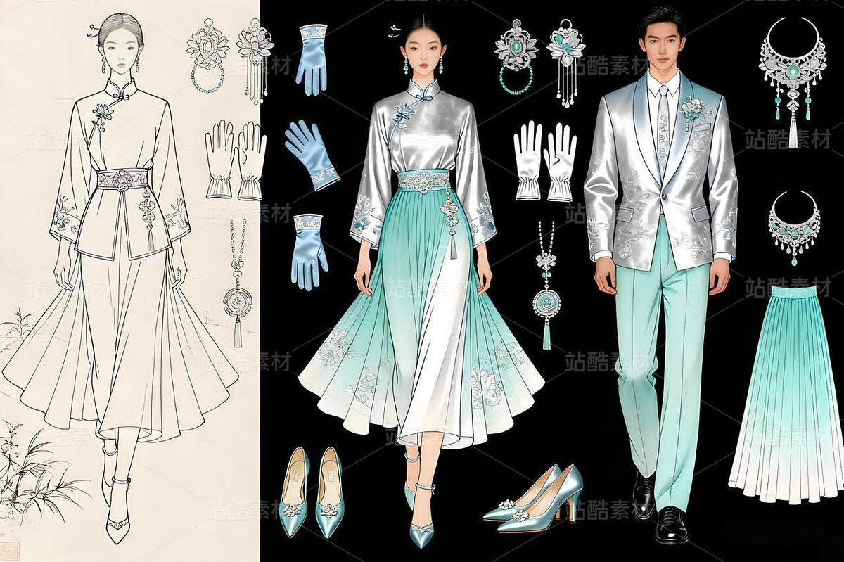 青绿山水入霓裳：新中式轻奢勾勒东方诗意（主预览-11671489） - 未分类 - 站酷设计师欲阳城原创素材 - 站酷ZCOOL