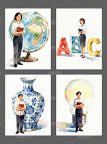 不同課件的中學老師人物手繪素材（導航-11704560） - 未分類 - 站酷設計師泫夕原創(chuàng)素材 - 站酷ZCOOL