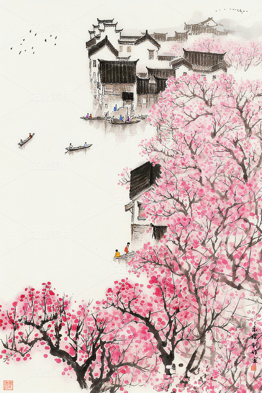 水墨江南山水装饰画