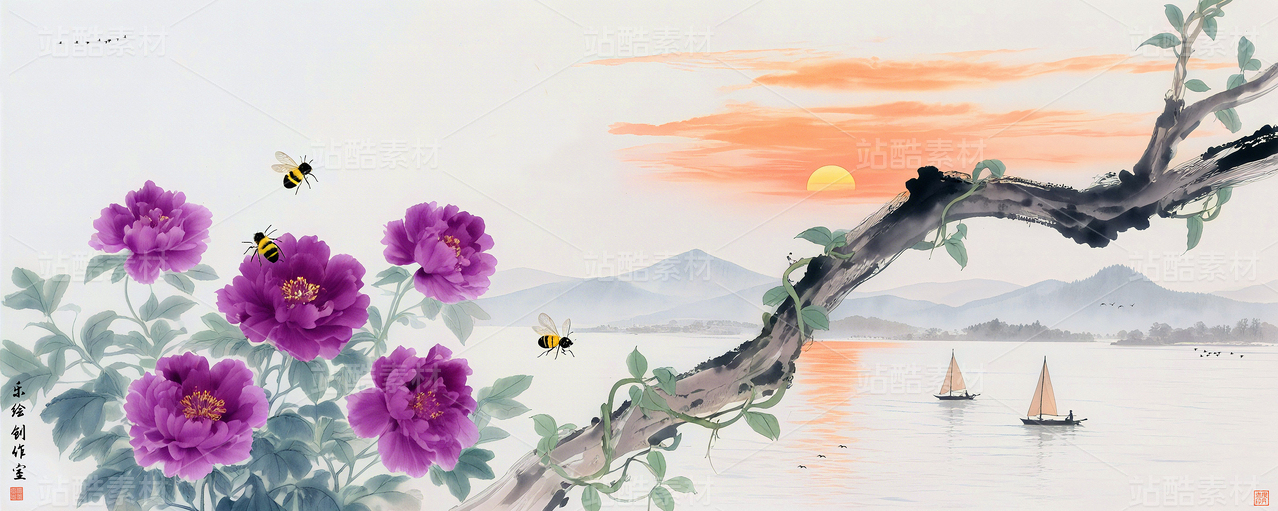 水墨江南山水画抽象山水画禅意山水画