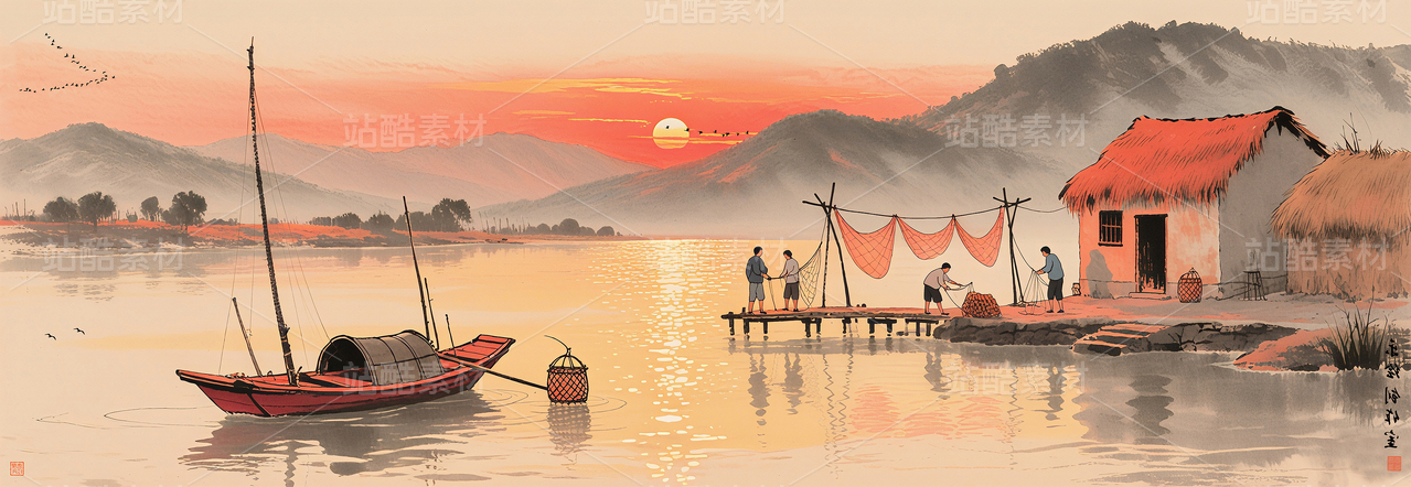 山水装饰画 意境山水画中式水墨山水 新中式客厅山水画