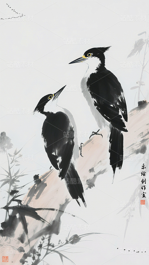 水墨花鳥裝飾畫 水墨畫鳥 花鳥裝飾畫 水墨花鳥畫（主預覽-11832668） - 未分類 - 站酷設(shè)計師獨創(chuàng)繪畫工作室原創(chuàng)素材 - 站酷ZCOOL