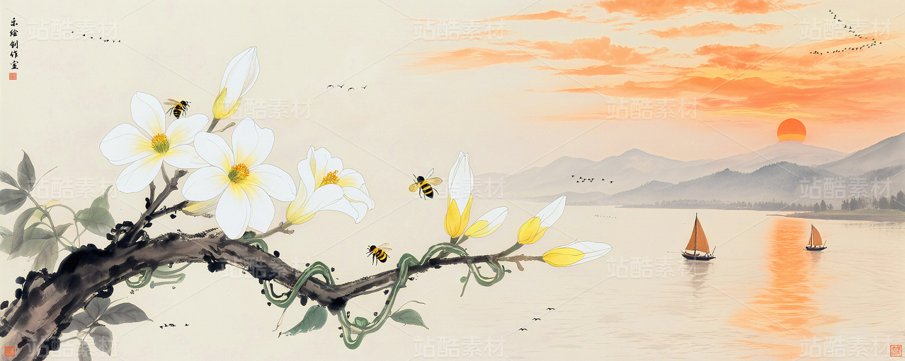 水墨江南山水画 抽象山水 禅意山水画 意境山水花鸟画 