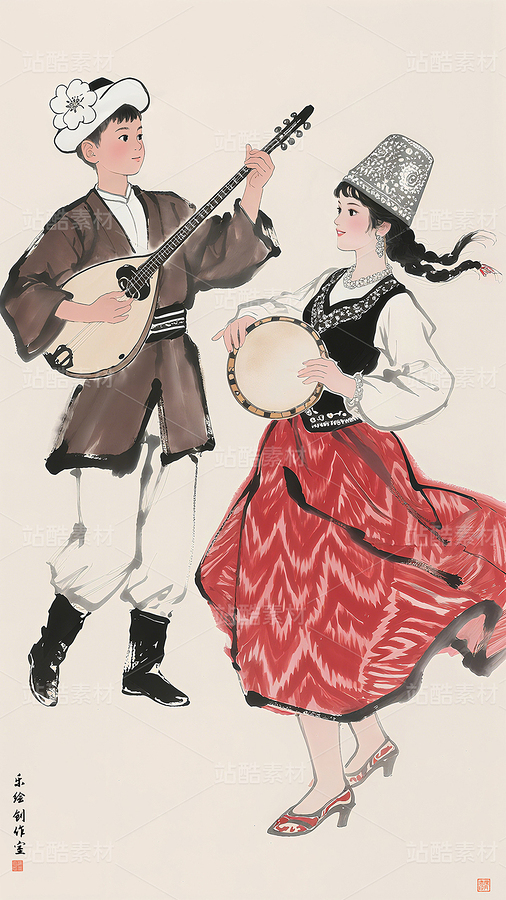 少數(shù)民族服飾 五十六個(gè)民族 民族舞蹈裝飾畫(huà) 水墨畫(huà)（主預(yù)覽-11832690） - 未分類 - 站酷設(shè)計(jì)師獨(dú)創(chuàng)繪畫(huà)工作室原創(chuàng)素材 - 站酷ZCOOL