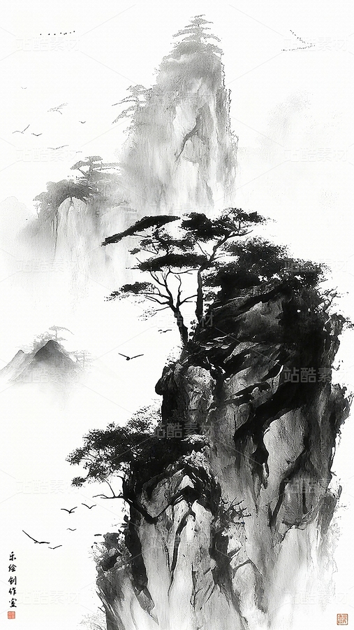 新中式水墨山水 新中式山水 水墨山水国画 山水水墨画（主预览-11833382） - 未分类 - 站酷设计师独创绘画工作室原创素材 - 站酷ZCOOL