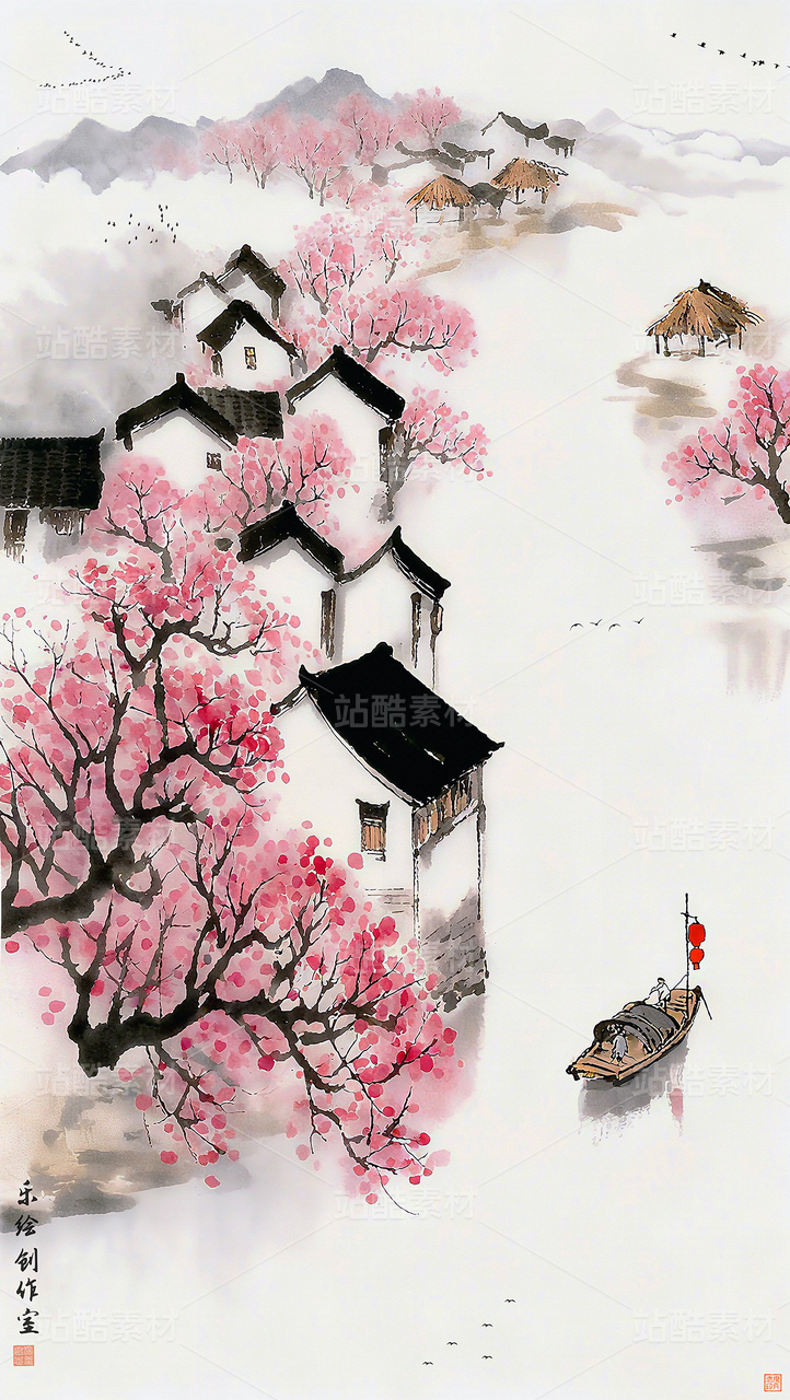 水墨装饰画 中国风 新中式水墨山水 新中式山水