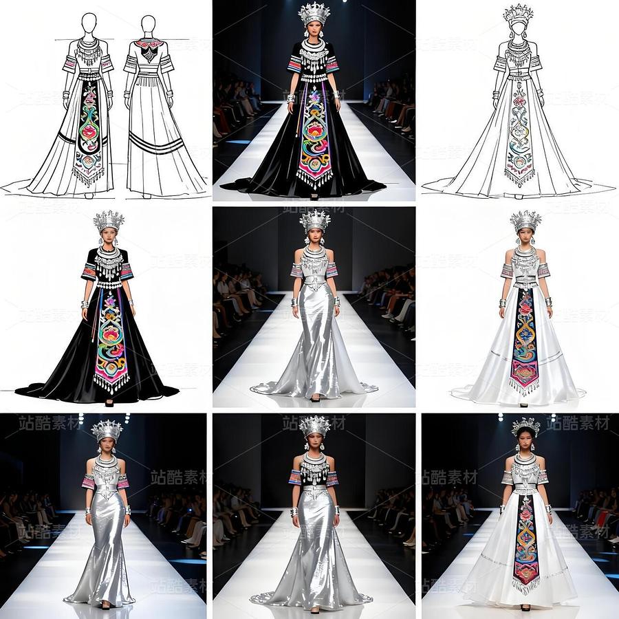 民族紋樣破界融合，高定時尚對話非遺（主預(yù)覽-11910640） - 未分類 - 站酷設(shè)計師欲陽城原創(chuàng)素材 - 站酷ZCOOL