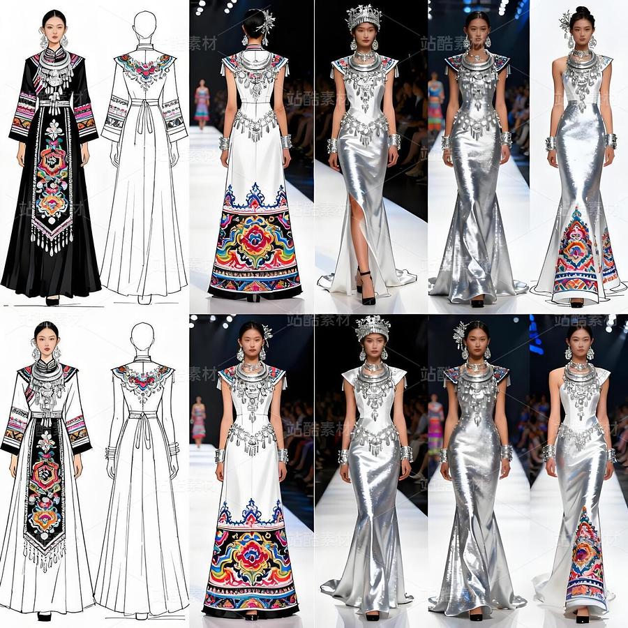 民族紋樣破界融合，高定時尚對話非遺（主預(yù)覽-11910643） - 未分類 - 站酷設(shè)計師欲陽城原創(chuàng)素材 - 站酷ZCOOL