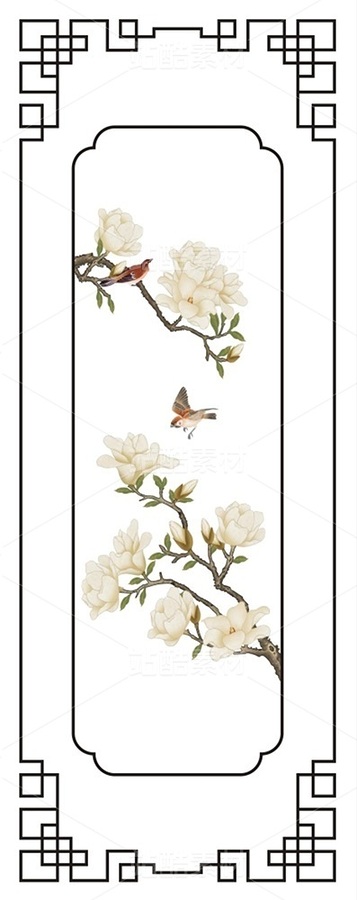 玉兰花鸟移门背景（主预览-11978528） - 未分类 - 站酷设计师JpUTfAYxcN原创素材 - 站酷ZCOOL