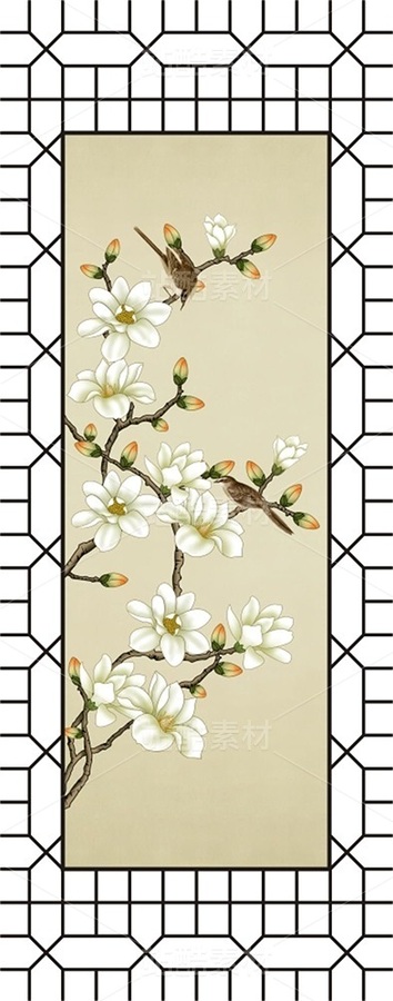 玉蘭花鳥移門背景（主預(yù)覽-11978840） - 未分類 - 站酷設(shè)計師JpUTfAYxcN原創(chuàng)素材 - 站酷ZCOOL