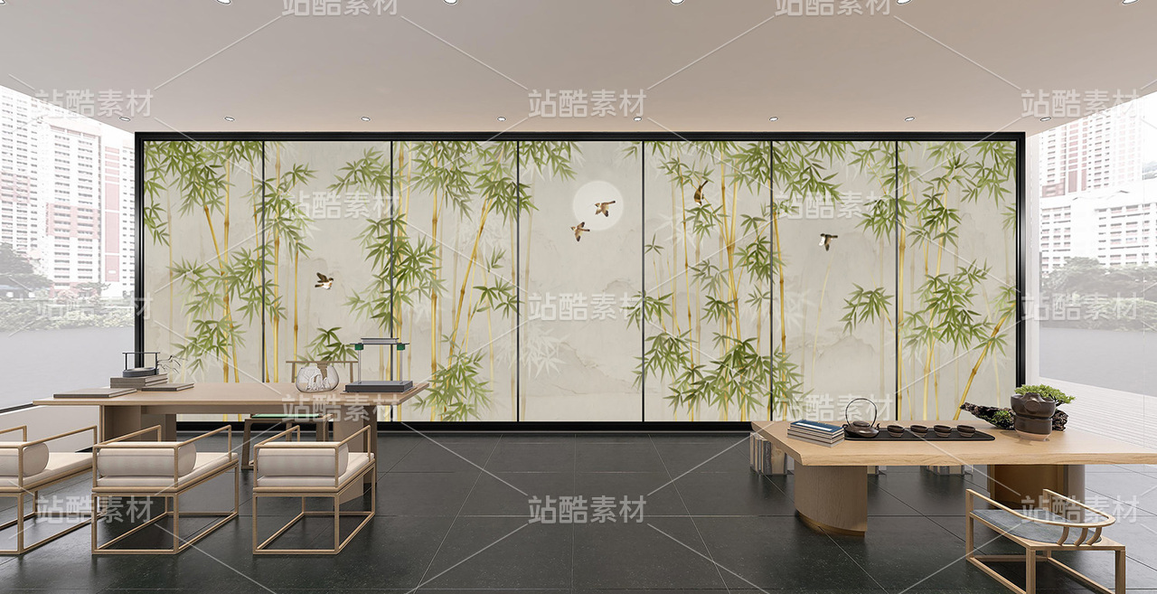 新中式意境竹鸟装饰画