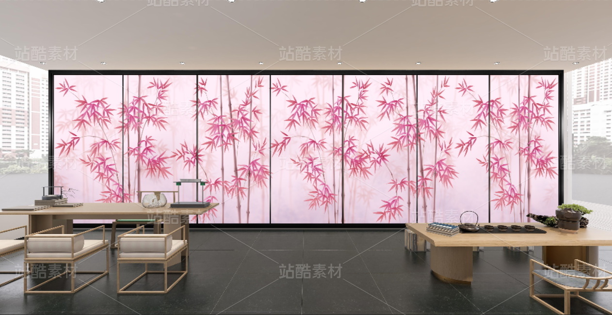紫气东来巨型竹子装饰画